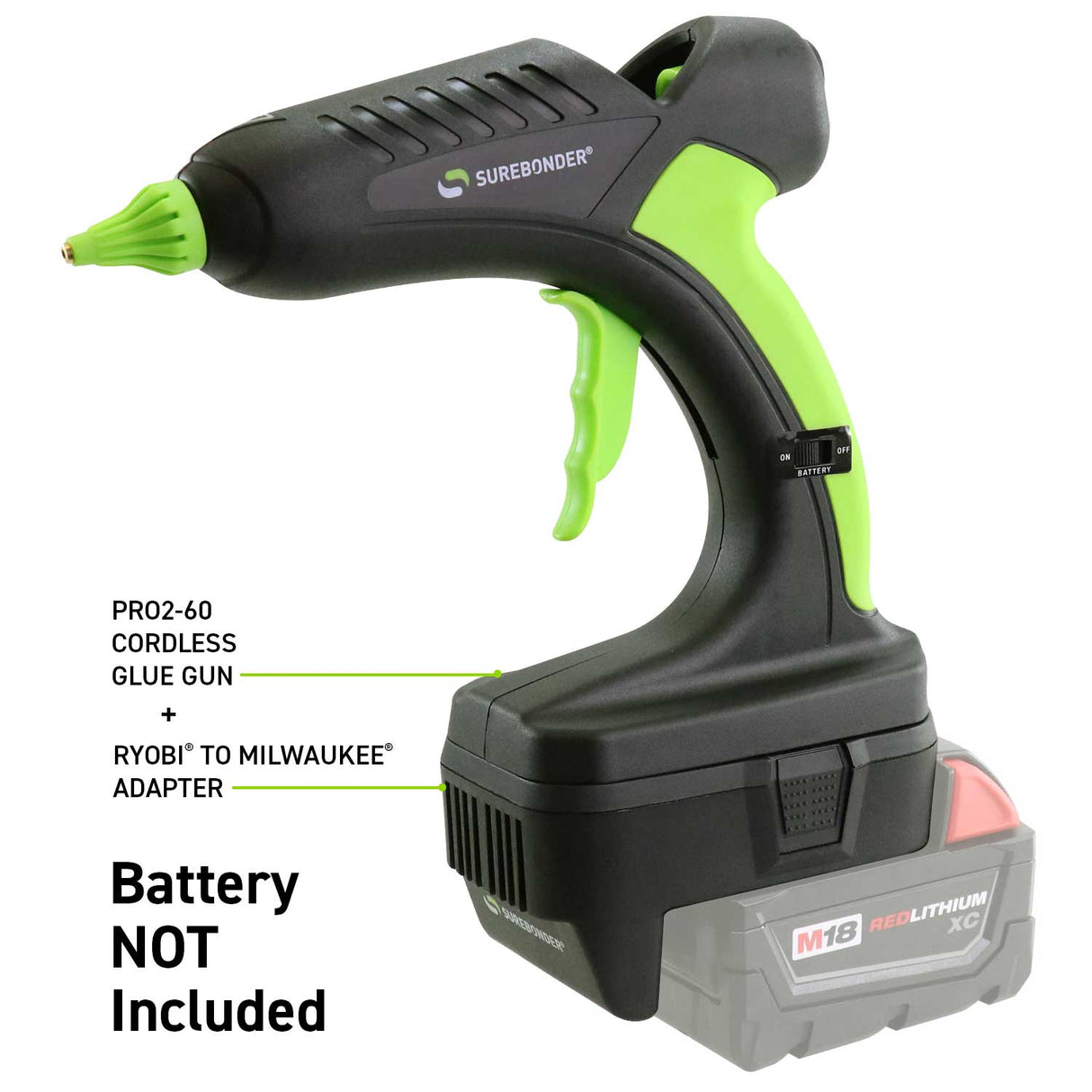 Cordless Professional Heavy Duty Full Size Hot Melt Glue Gun - Milwaukee® Version - Surebonder