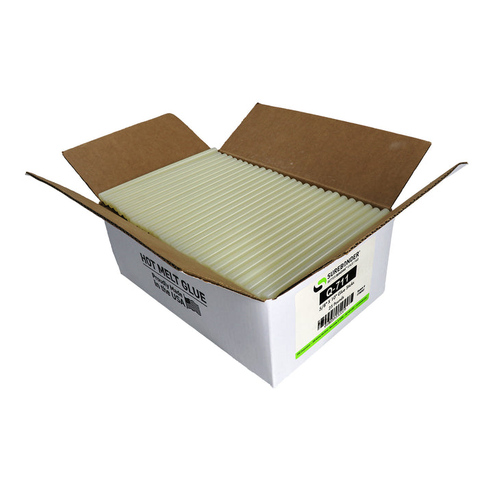 Q-711 Fast Set Packaging Hot Melt Glue Sticks - 5/8" x 10" | 25 lb Box - Surebonder