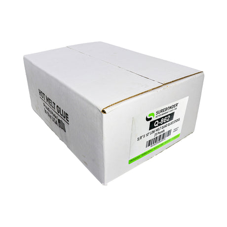 Q-862 Low Temperature Packaging Hot Melt Glue Sticks - 5/8" x 10" | 25 Lb Box - Surebonder