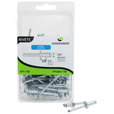 1/4" x 3/8" Steel Blind Rivets - 100 Count