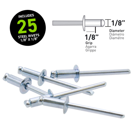 1/8" x 1/8" Steel Blind Rivets - 25 Count