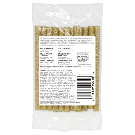 Glitter Stik 4" Mini Size Gold Glitter Hot Glue Sticks - 12 Pack