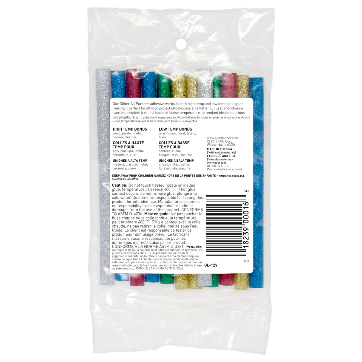 Glitter Stik 4" Mini Size Variety Glitter Hot Glue Sticks - 12 Pack