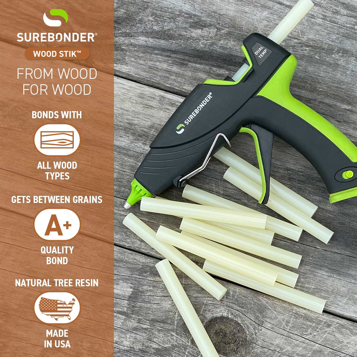 Wood Stik 4" Full Size Hot Glue Stick - 12 Pack