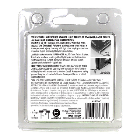 15030C Light Staples and Insulators - 60 Staples and 30 Insulators - Surebonder