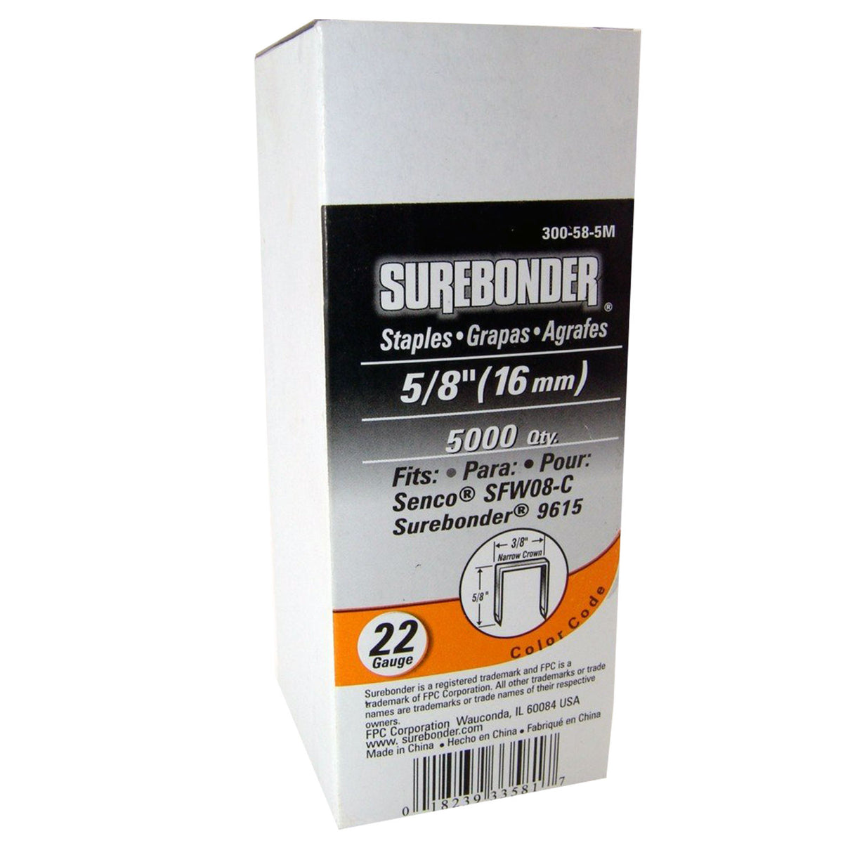 300-38-5M Narrow Crown 22 Gauge Upholstery Staples - 3/8 Length - 500 - Surebon 300-38-5M Narrow Crown 22 Gauge Upholstery Staples - 3/8 Length - 500 - Surebon