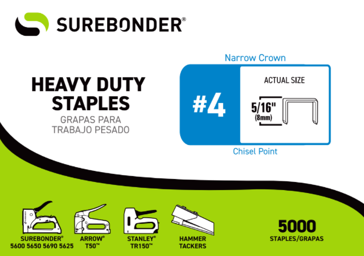 #4 Heavy Duty Narrow Crown Staples - 5/16" - 5000 ct.