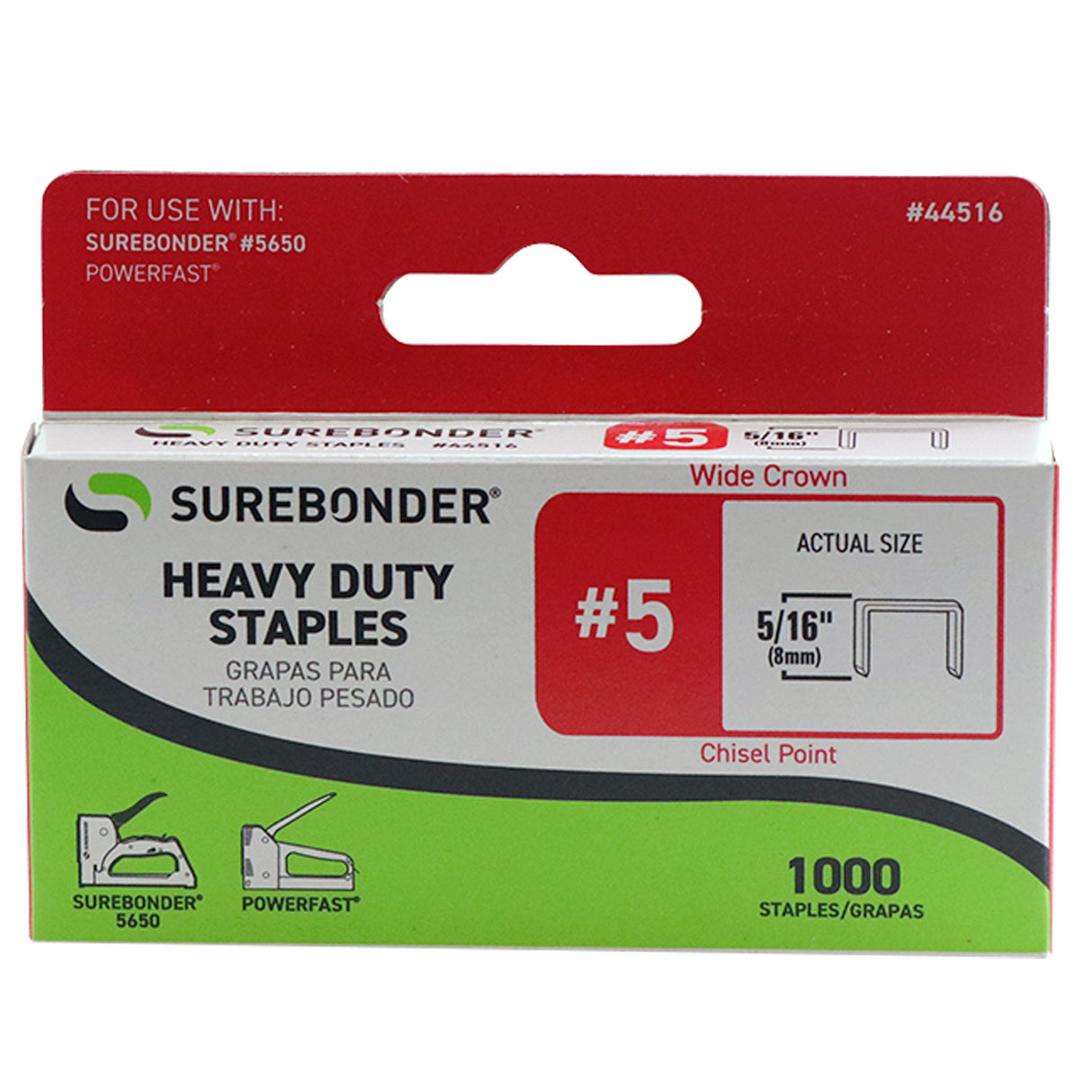 #5 Heavy Duty Wide Crown Staples - 5/16"  - 1000 ct.