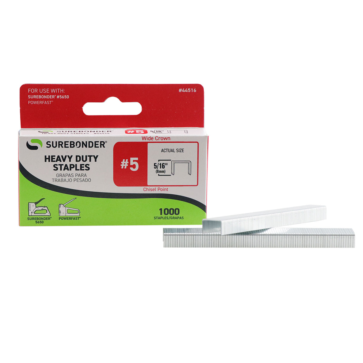 #5 Heavy Duty Wide Crown Staples - 5/16"  - 1000 ct. - Surebonder