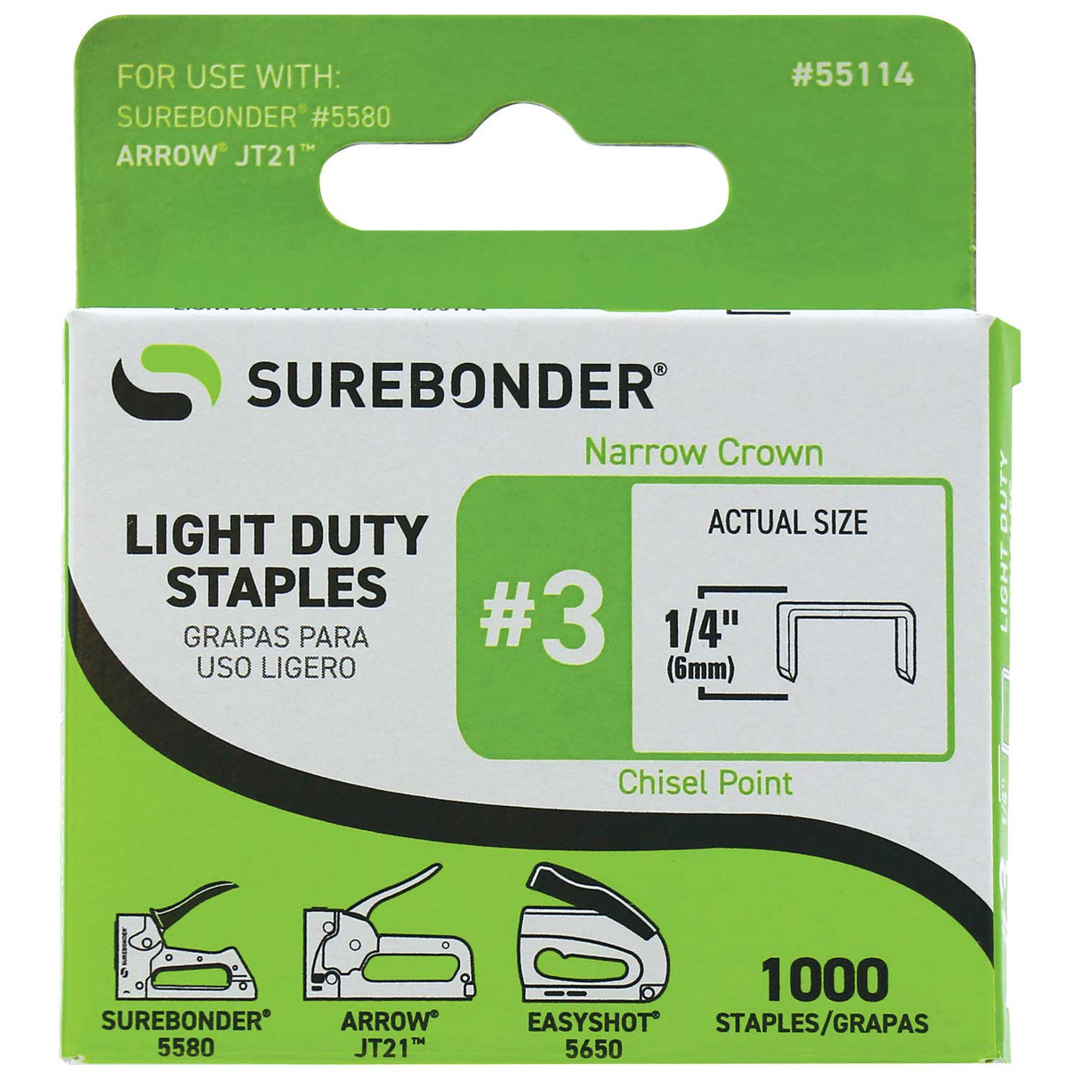 #3 Light Duty 1/4" Narrow Crown Staples - 1000 ct.