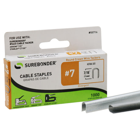 #7 Heavy Duty 7/16" Wire Tacker Staples - 1000 ct. - Surebonder
