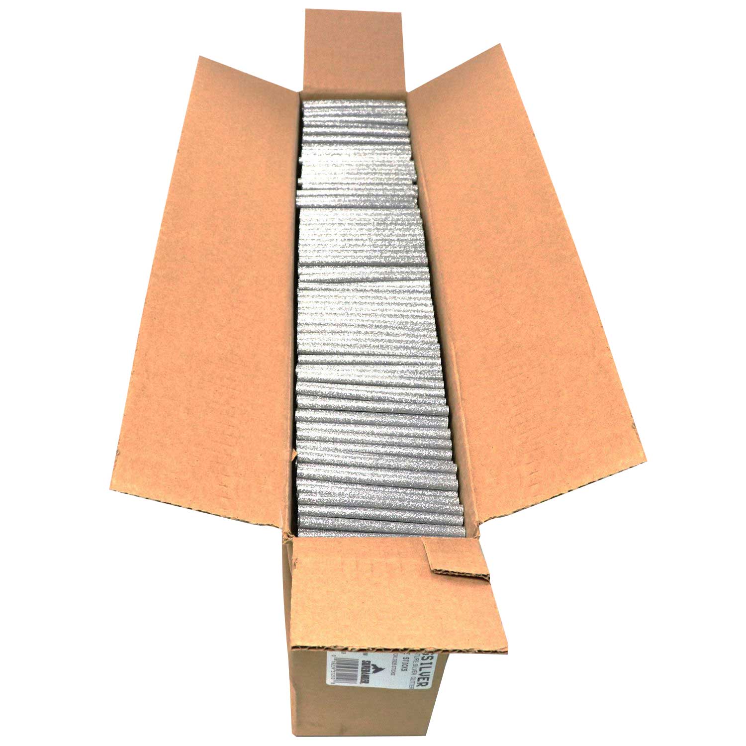 725M4GSILVER Mini Size 4" Silver Color Glitter Hot Glue Stick - 25 lb Box