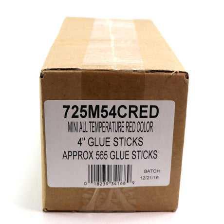 725M54CRED Mini Size 4" Red Color Hot Glue Stick - 5 lb Box - Surebonder
