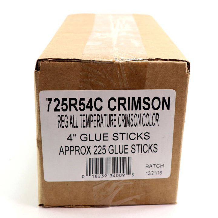 725R54CRIMSON Full Size 4" Crimson Color Hot Glue Stick - 5 lb Box - Surebonder