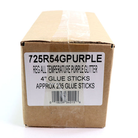 725R54GPURPLE Full Size 4" Purple Color Glitter Hot Glue Stick - 5 lb Box - Surebonder