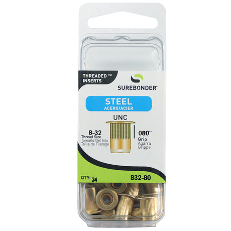 832-80 Threaded Inserts - 8-32 Thread Size - 24 Count