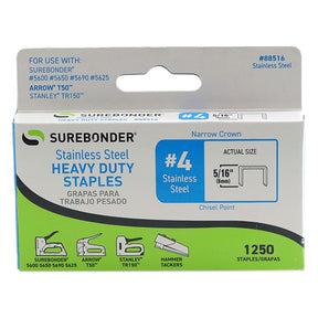 #4 Stainless Steel 5/16" Narrow Crown Staples - 1250 ct.