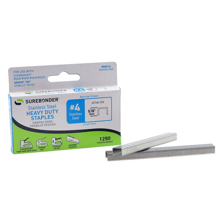#4 Stainless Steel 5/16" Narrow Crown Staples - 1250 ct. - Surebonder