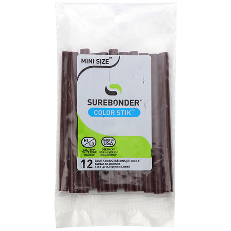 Brown Hot Glue Sticks Mini Size - 4" - 12 Pack