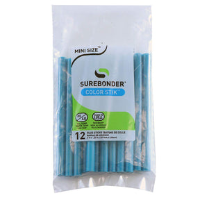 Turquoise Blue Hot Glue Sticks Mini Size - 4" - 12 Pack