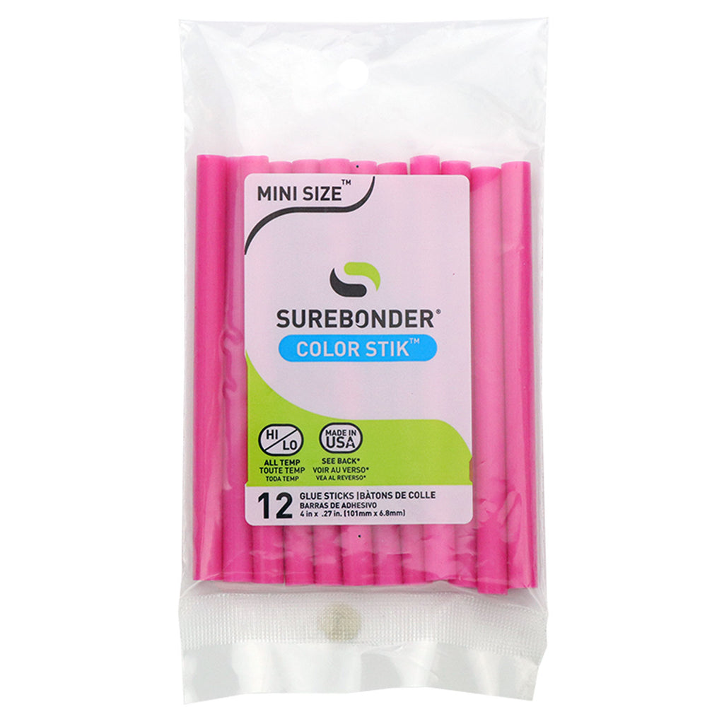 Bright Pink Hot Glue Sticks Mini Size - 4 - 12 Pack