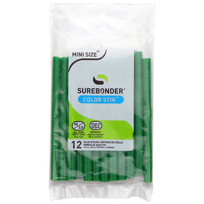 Green Hot Glue Sticks Mini Size - 4" - 12 Pack