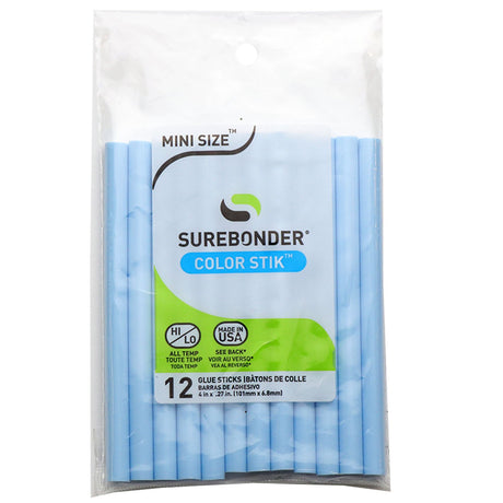 Light Blue Hot Glue Sticks Mini Size - 4" - 12 Pack