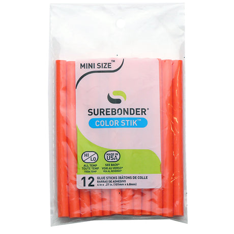 Orange Hot Glue Sticks Mini Size - 4" - 12 Pack
