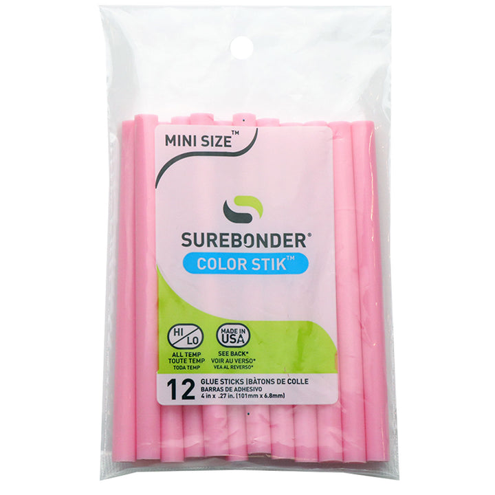Pink Hot Glue Sticks Mini Size - 4" - 12 Pack