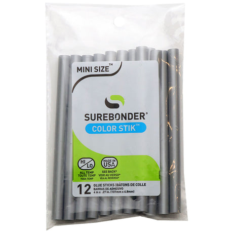 Silver Hot Glue Sticks Mini Size - 4" - 12 Pack
