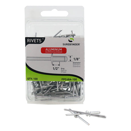 100-pack corrosion-resistant aluminum rivets for secure, lightweight fastening