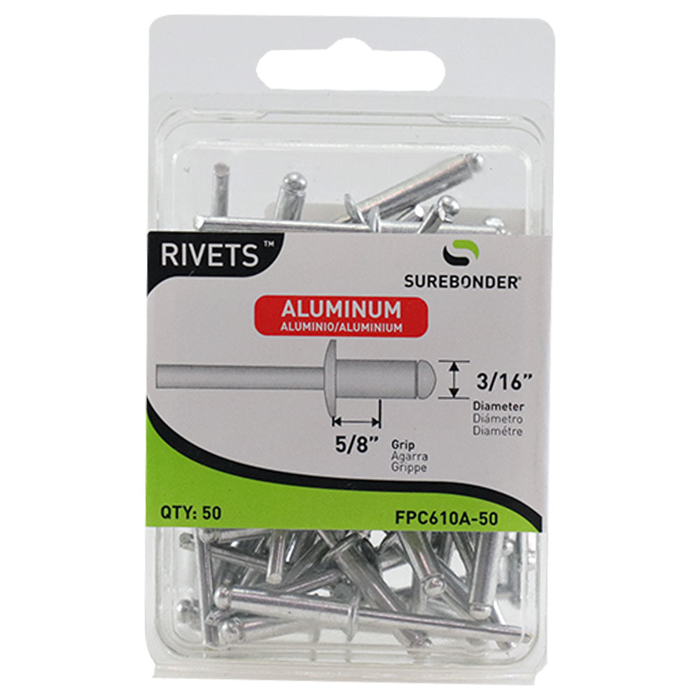 Surebonder 3/16 x 5/8 aluminum blind rivets for automotive and home repairs