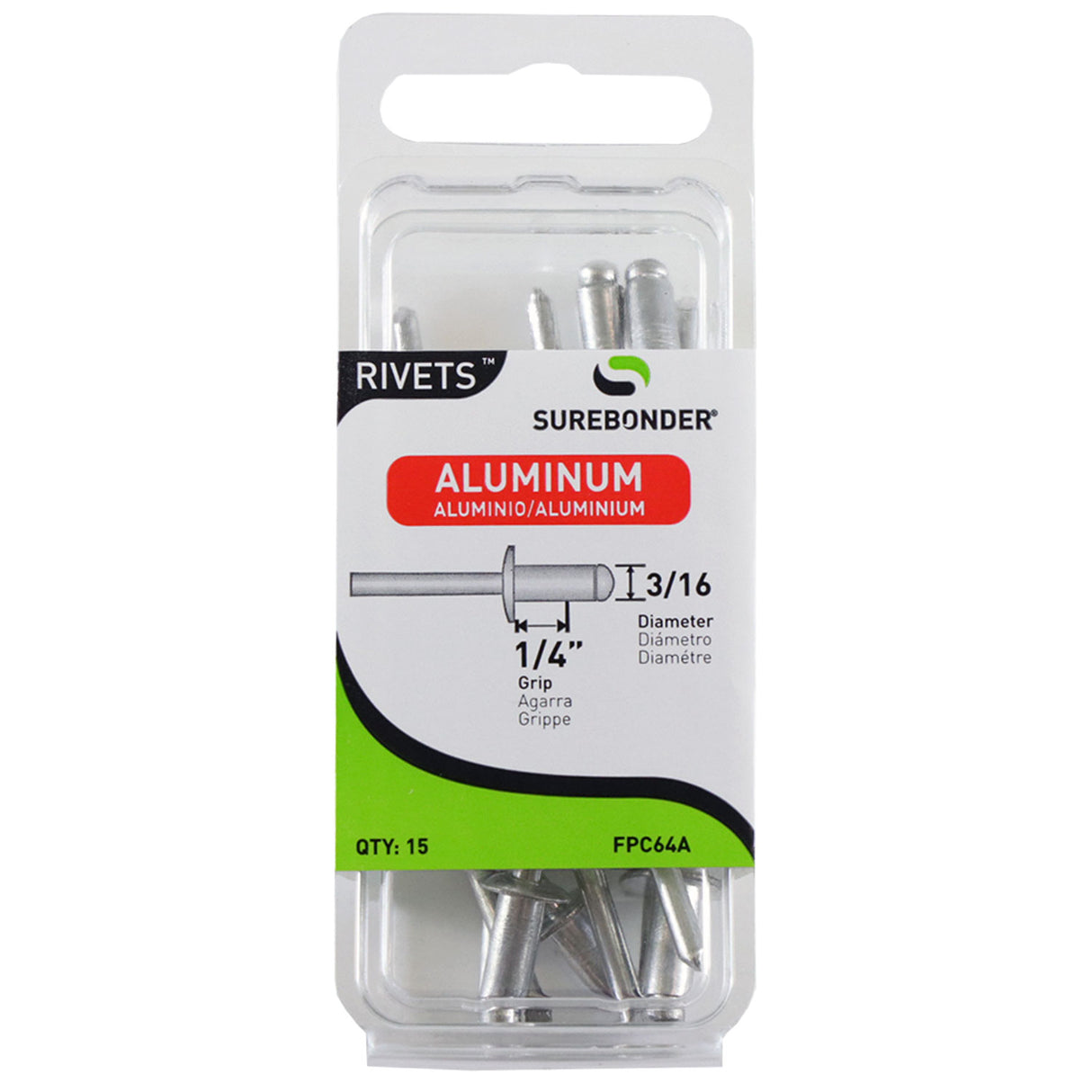 Surebonder 3/16 x 1/4 aluminum blind rivets for metal, plastic, and fiberglass fastening
