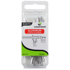 Surebonder 3/16 x 1/4 aluminum blind rivets for metal, plastic, and fiberglass fastening