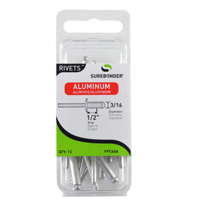 Surebonder 3/16 x 1/2 aluminum blind rivets for trailer repairs, automotive, and crafts