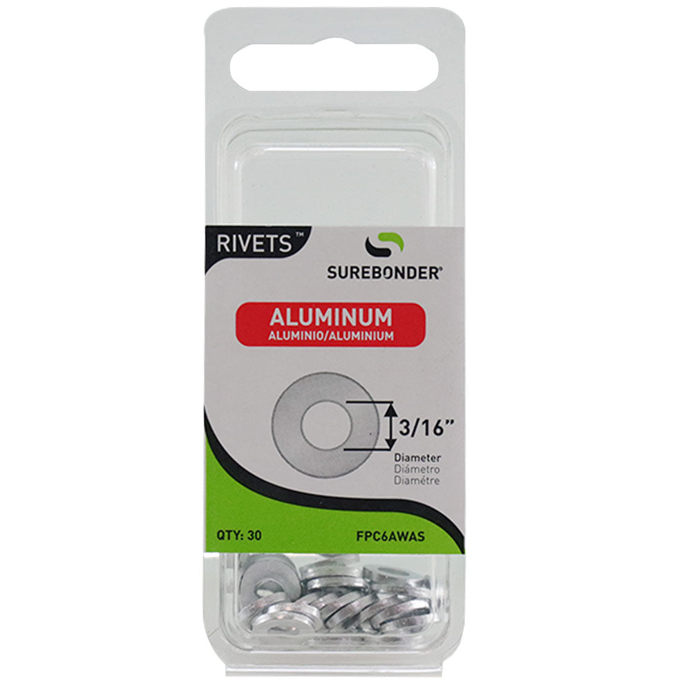 3/16" aluminum rivet backup washers (30-pack) for secure fastening in aluminum, plastic, and fiberglass panels