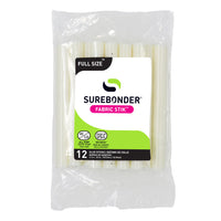 Surebonder clear full size hot glue sticks for fabric, 4 inches long, use with all temperatures, Made in USA, 12 pack