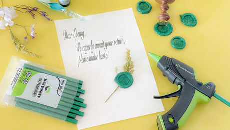 Green Glitter Hot Glue Sticks Mini Size - 4" - 12 Pack - Surebonder