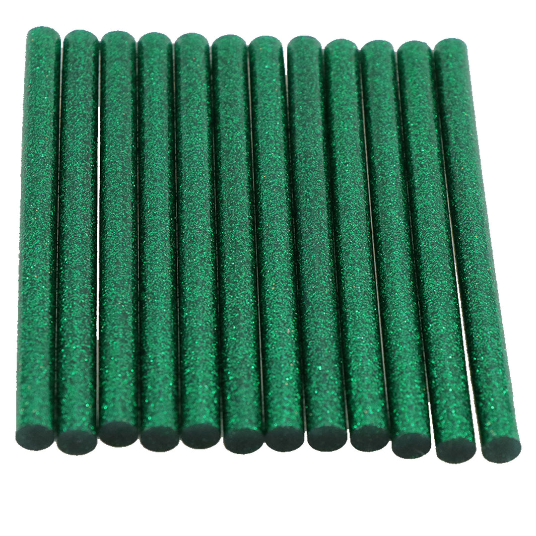 Green Glitter Hot Glue Sticks Mini Size - 4" - 12 Pack - Surebonder