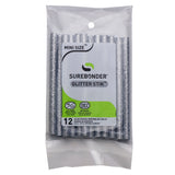 Silver Glitter Hot Glue Sticks Mini Size - 4" - 12 Pack