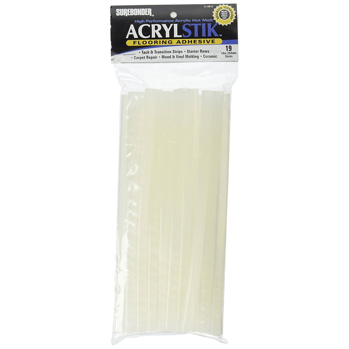 H-19R10 Full Size 10" Flooring Adhesive Hot Glue Stick - 19 Pack