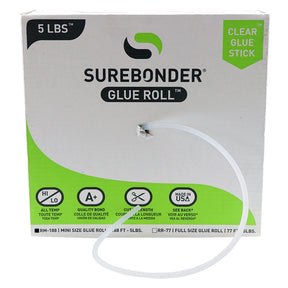 RM-188 Mini Size 188 ft. Clear Hot Glue Stick Roll - 5 lb Box